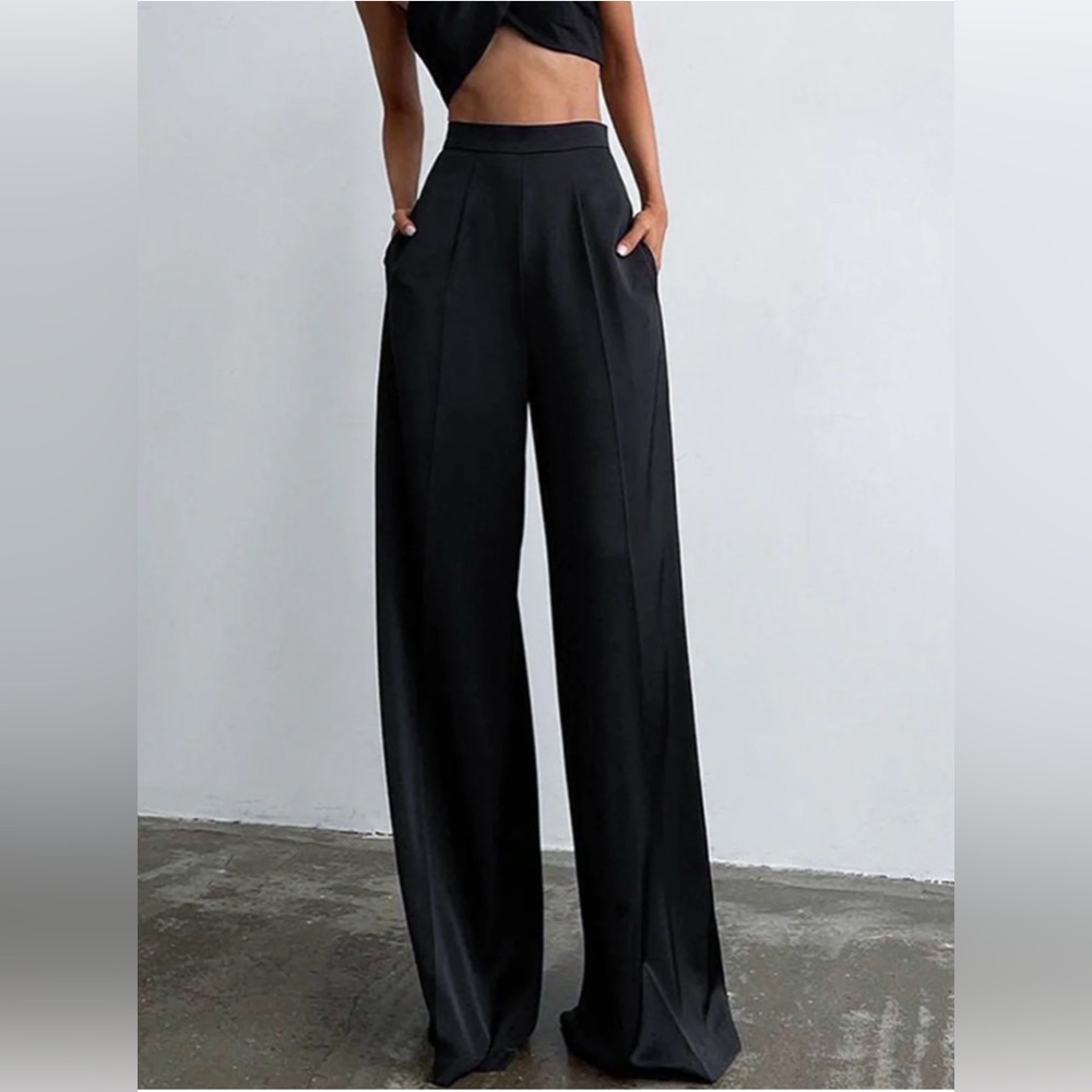 Oversized Satin Wide Leg Dress Pants